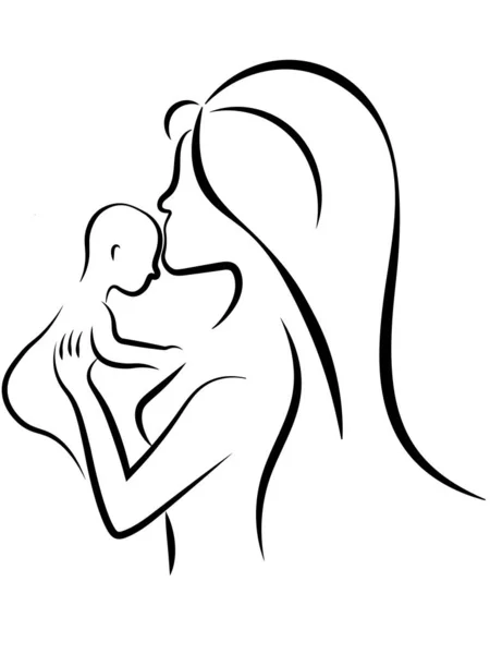 Mamma sta tenendo in braccio un bambino — Vettoriale Stock