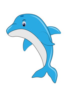 Beyaz arkaplanda mavi yunus