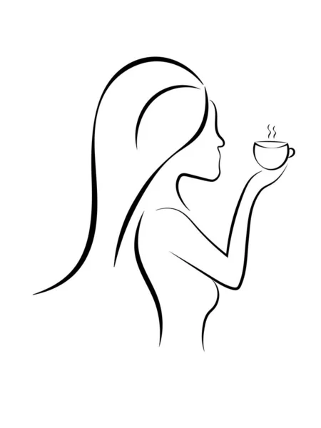 Fille avec une tasse de boisson chaude — Image vectorielle