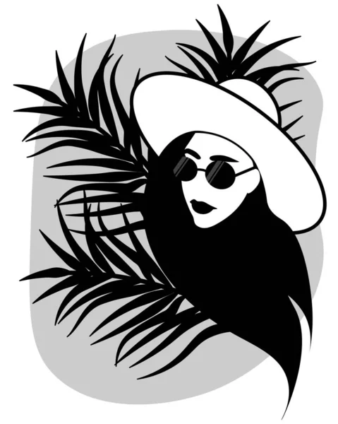 Κορίτσι Καπέλο Στις Διακοπές — Διανυσματικό Αρχείο