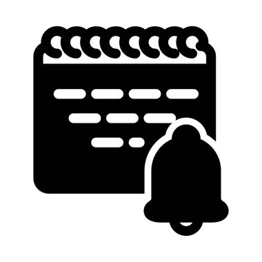 uyarı çanı ve takvim katı simge vektör tasarımı web veya mobil uygulama için uygundur