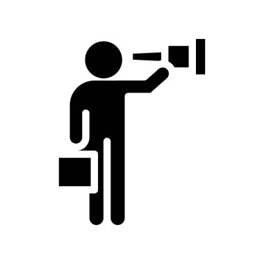 İş adamı teleskobu sabit tut simge vektör tasarımı web veya mobil uygulama için uygundur