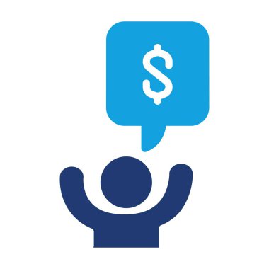 Mutlu iş adamı para hakkında düşün renkli ikon vektör tasarımı web veya mobil uygulama için iyidir