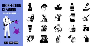 Dezenfeksiyon ve Katı Simge Temizleme Ağ ve mobil uygulama için iyi bir vektör dizaynı