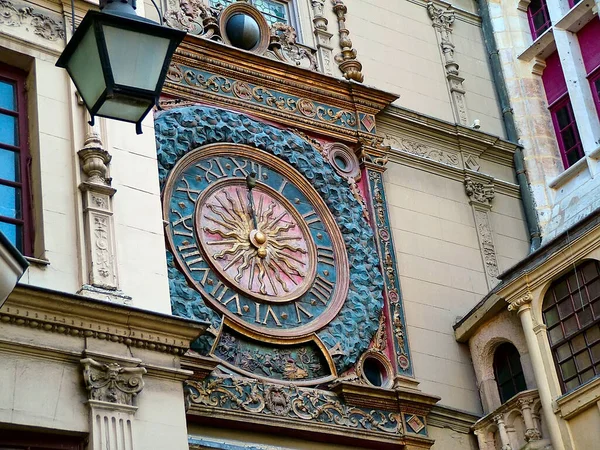 Vintage Large Clock 1389 Samma Gata Rue Gros Horloge Rouen — Stockfoto