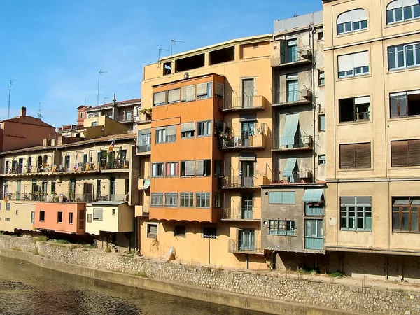 Casas Multicolores Orillas Del Río Onyar Girona Cataluña España — Foto de Stock