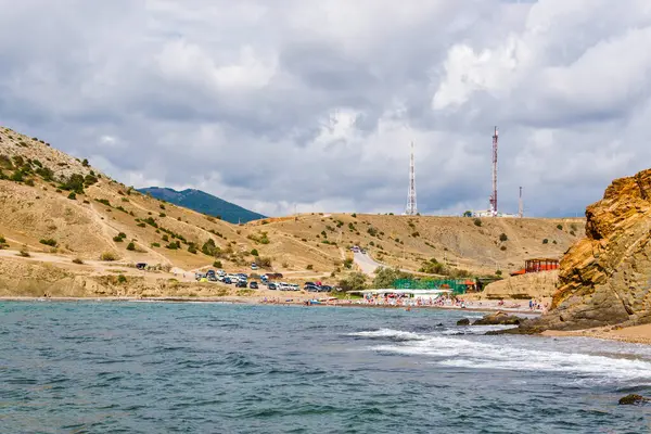 Sudak Crimée Septembre 2018 Plage Mer Noire Tours Communication Pied — Photo