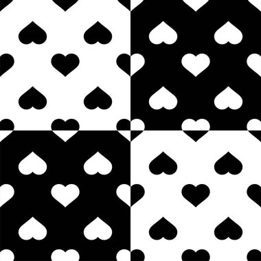 tek renkli kesintisiz kalpler, beyaz ve siyah