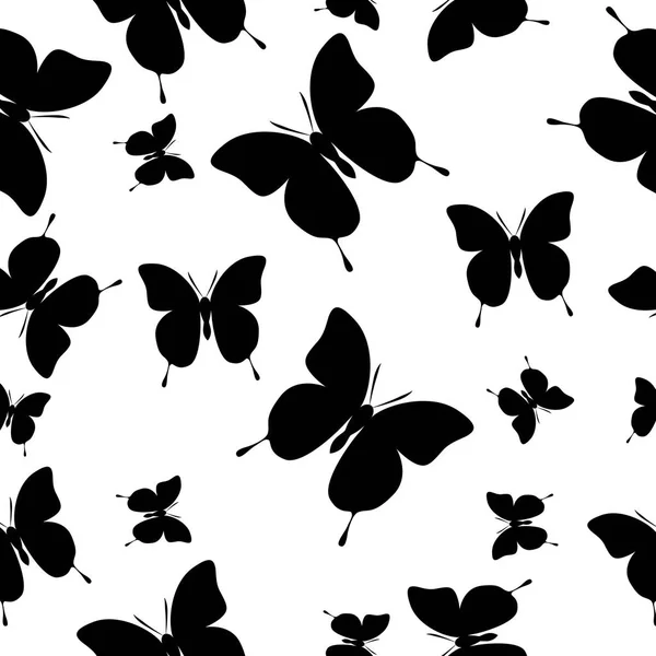 Seamless Pattern Black Butterflies — Stock Vector
