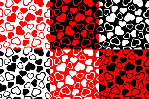 Hearts Seamless Patterns Set — Wektor stockowy