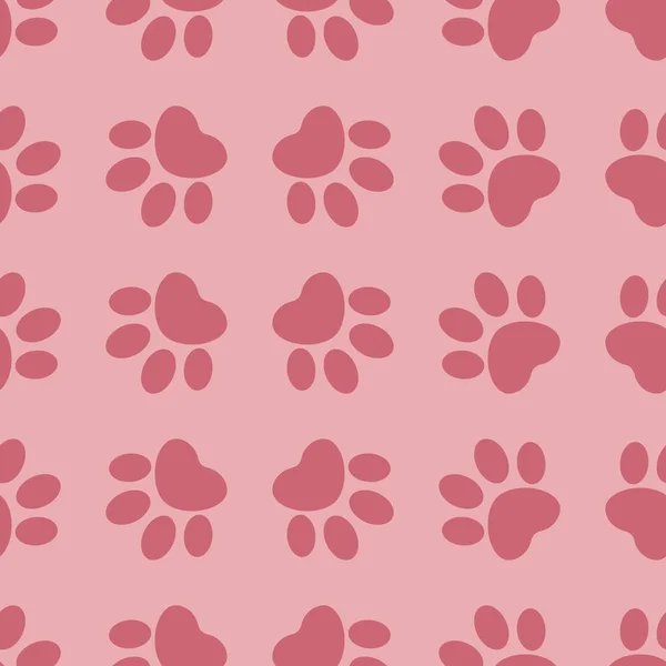 Seamless pattern of pink puppy paws — Stock Vector