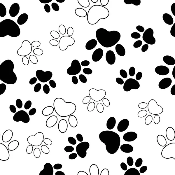 Seamless pattern of puppy paws — Stock Vector