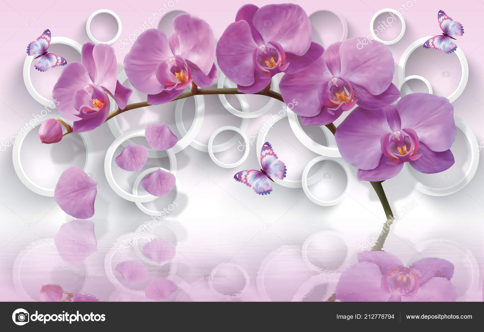 Fondos Pantalla Con Orquídeas Mariposas Ondeando Sobre Fondo Ampliará  Visualmente — Foto de stock #212778794 © Di-VNA, image size:1600x1097