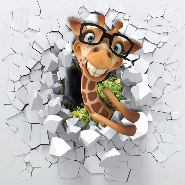 Hintergrund Giraffe Durch Eine Kaputte Wand Betrachtet Tapeten Sehen Sehr — Stockfoto