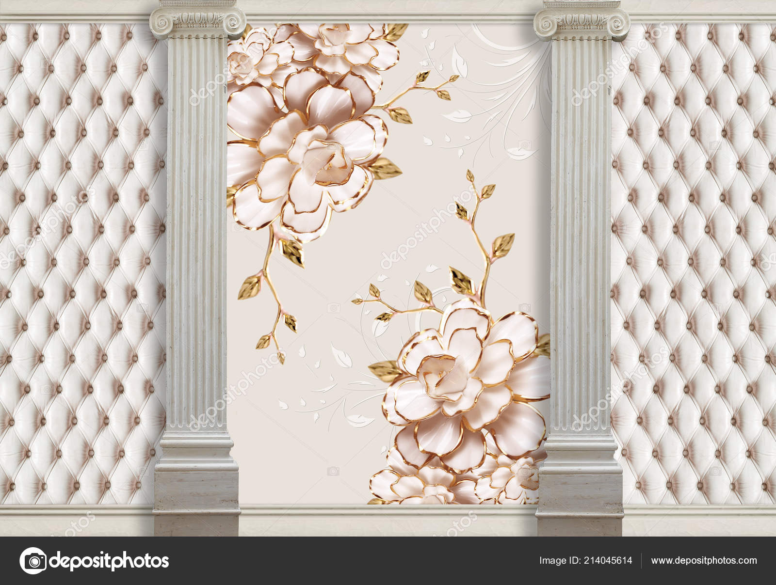 Modern Ideas Design Any Interior Wallpapers Columns Porcelain Flowers  Effect Stock Photo by ©Di-VNA 214045614