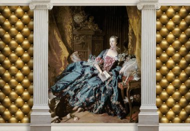 3D duvar kağıdı, sütunların Francois Boucher Madame de Pompadour, 1759 boyama boyama