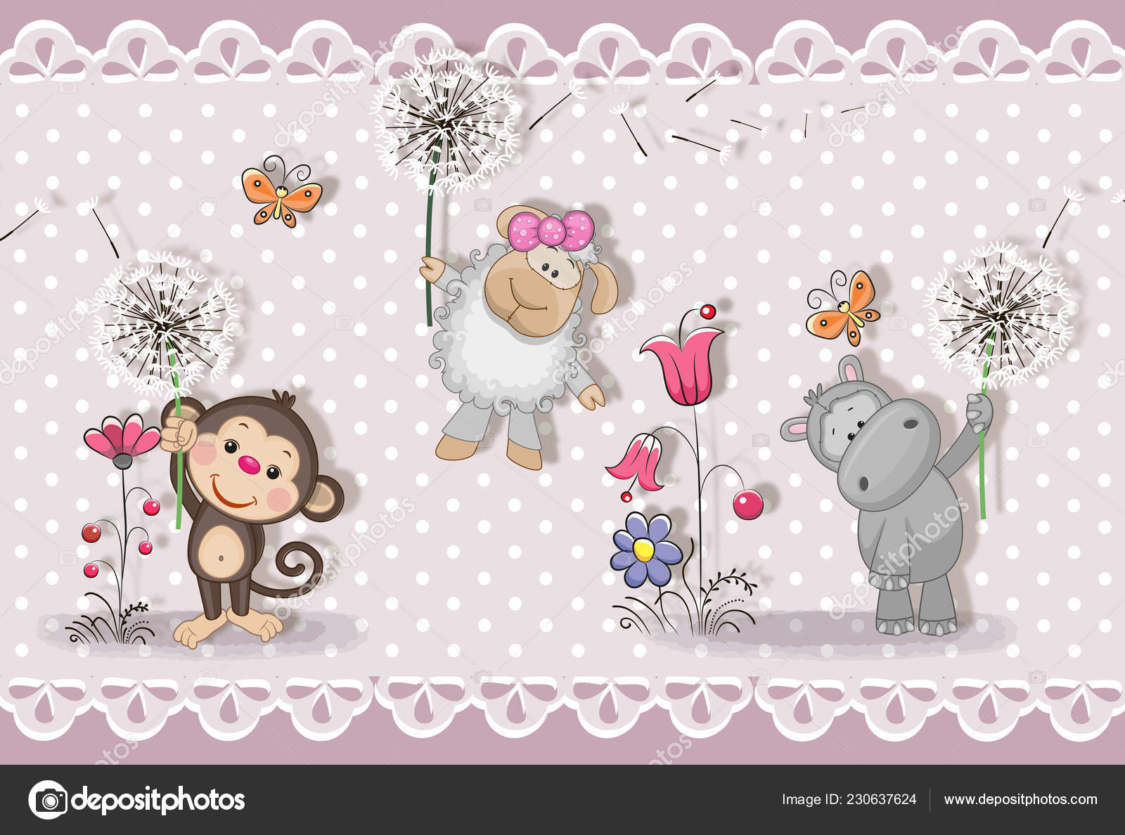 Wallpaper Cute Baby Background Little Animals Greeting Card Pastel  Background Stock Photo by ©Di-VNA 230637624