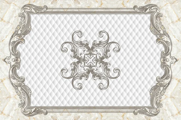 Трехмерный Потолок Рамка Лепного Декора Белое Кожаное Одеяло Застегнутое Посередине — стоковое фото