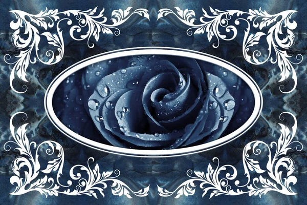 Deckengemälde Tapeten Stuckverzierungen Auf Marmorhintergrund Weißer Dekorrahmen Rose Der Mitte — Stockfoto