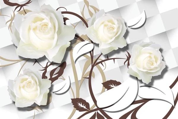 Обои Белая Роза Абстрактном Фоне Цветочная Тема Тенденция Дизайне Празднование — стоковое фото