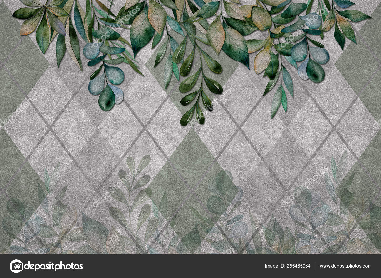 Wallpaper Leaves Texture Cement Wall Geometric Background Fresco Effect  Original Stock Photo by ©Di-VNA 255465964