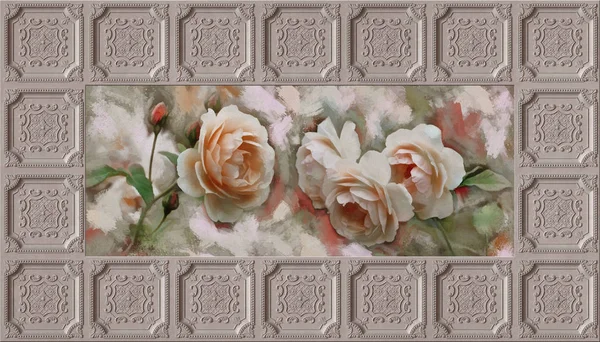 Malerei Dekorative Decke Tapete Hintergrund Deckenbemalung Und Dekoration Fresko Effekt — Stockfoto