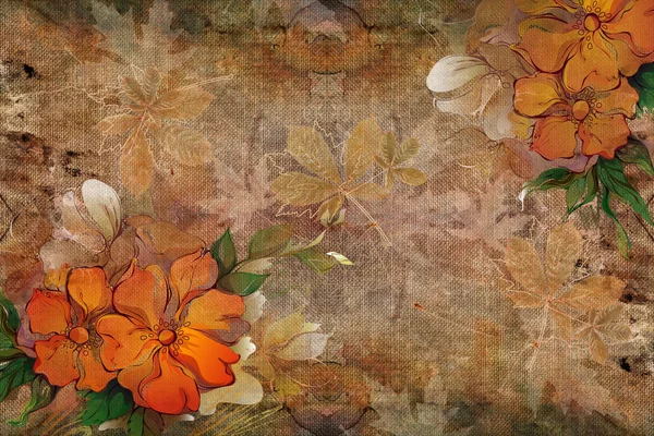 Обои Текстура Дикие Цветы Фоне Полотна — стоковое фото
