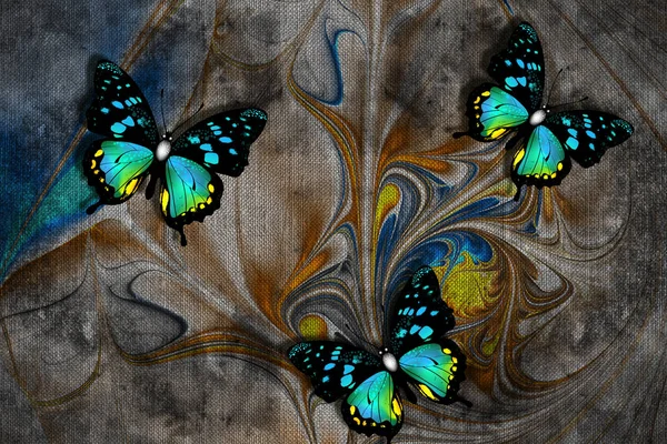Обои Текстуры Бабочки Природа Живописи Старые Холст Текстуры Серый Фон — стоковое фото