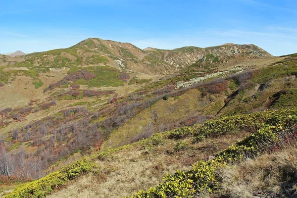 Panorama Con Colinas Montañas Amarillas Otoño Foto Fue Tomada Valle —  Fotos de Stock