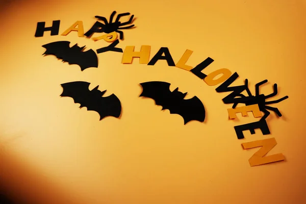 Origens Halloween Desejando Feliz Halloween Crianças Travessuras Travessuras Disfarçadas Aranhas — Fotografia de Stock