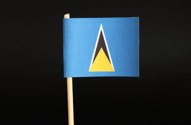 Bir resmi bayrak Saint Lucia kürdan ve siyah arka plan. Karayip Denizi Kuzey Amerika kıtasında yer alan devlet. Resmi ulusal bayrak.
