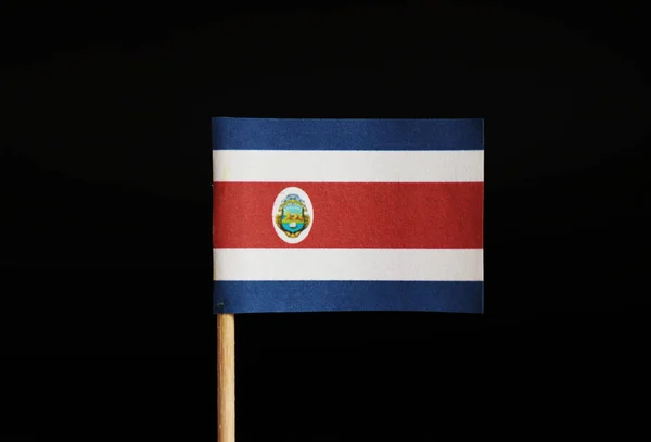 Bandera Nacional República Costa Rica Sobre Palillo Sobre Fondo Negro — Foto de Stock