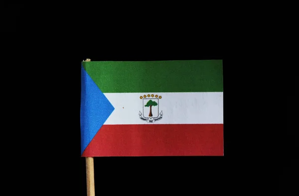 Bandera Oficial Guinea Ecuatorial Sobre Palillo Fondo Negro Guinea Ecuatorial — Foto de Stock