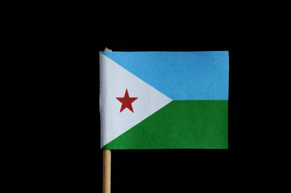 Bandera Nacional Oficial Djibouti Sobre Palillo Fondo Negro Bandera Consiste — Foto de Stock