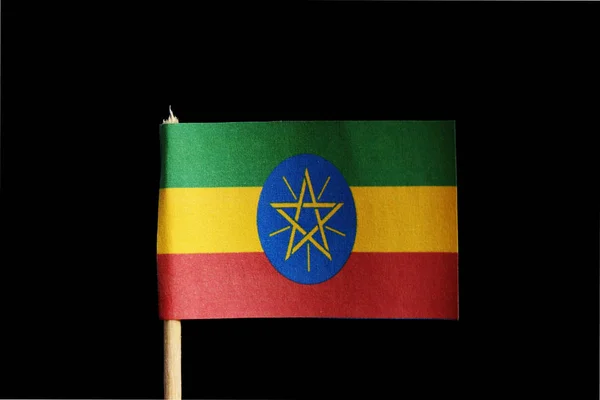 Een Nationale Vlag Van Ethiopië Tandenstoker Zwarte Achtergrond Bestaat Uit — Stockfoto