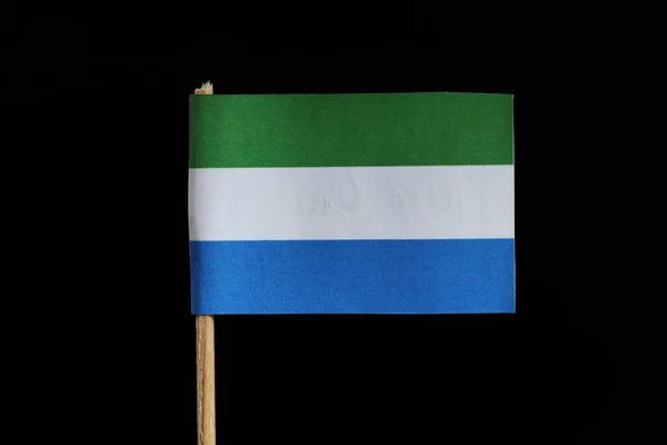 Bandiera Nazionale Della Sierra Leone Stuzzicadenti Sfondo Nero Tricolore Orizzontale — Foto Stock