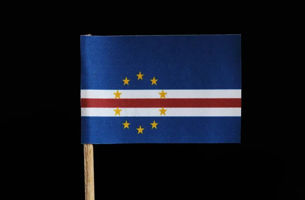 Bandera Nacional Cabo Verde Sobre Palillo Dientes Sobre Fondo Negro —  Fotos de Stock