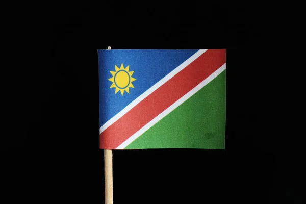 Bandera Nacional Namibia Sobre Palillo Dientes Sobre Fondo Negro Una — Foto de Stock