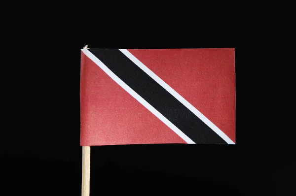 Bandeira Oficial Original Trinidad Tobago Palito Fundo Preto Campo Vermelho — Fotografia de Stock