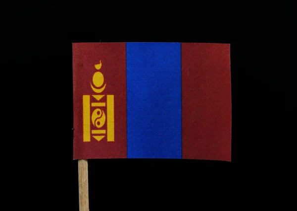 Eine Interessante Und Einzigartige Flagge Der Mongolei Auf Schwarzem Hintergrund — Stockfoto