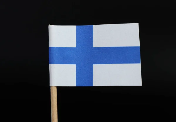 Een Officiële Vlag Van Finland Tandenstoker Zwarte Achtergrond Bestaat Uit — Stockfoto