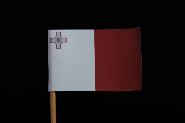 Uma Bela Oficial Bandeira Malta Palito Dentes Sobre Fundo Preto — Fotografia de Stock