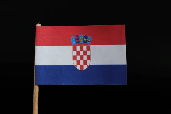 Official Unique Flag Croatia Toothpick Black Background Horizontal Tricolour Red — Stock Photo, Image