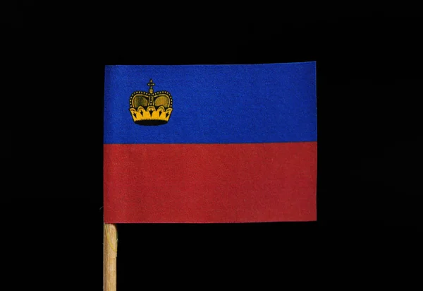 Een Officiële Vlag Van Liechtenstein Tandenstoker Zwarte Achtergrond Horizontale Tweekleurig — Stockfoto