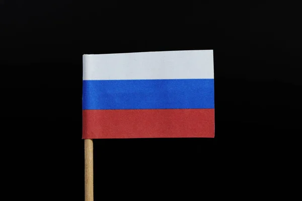 Originell Och Nationella Flagga Ryssland Tandpetare Svart Bakgrund Horisontell Trikolor — Stockfoto