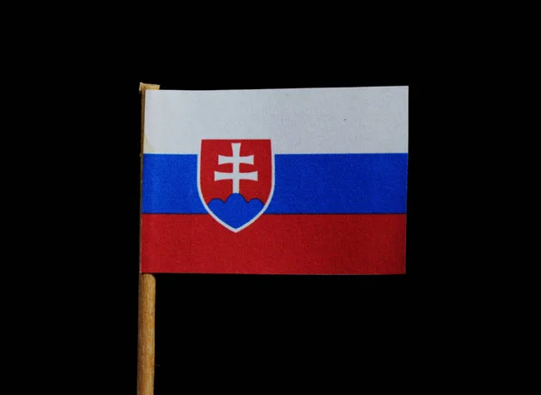 Official Flag Slovakia Toothpick Black Background Horizontal Tricolor White Blue — Stock Photo, Image