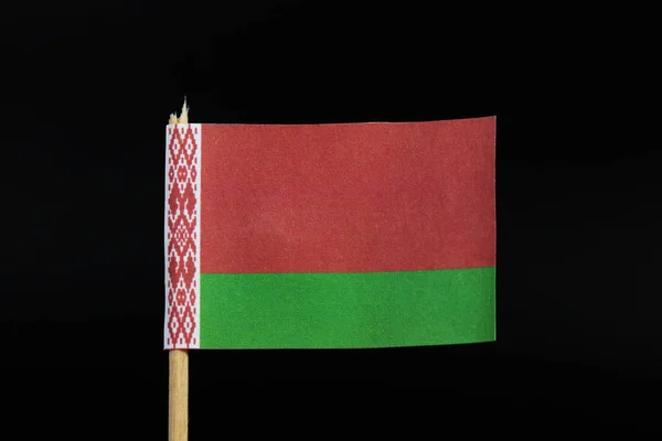 Una Bandera Oficial Nacional Bielorrusia Palillo Sobre Fondo Negro Bicolor — Foto de Stock