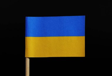 Ukrayna resmi bayrağı üzerinde kürdan siyah arka plan üzerine. Mavi ve sarı çift renkli yatay.