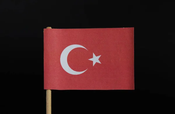 National Flag Republic Turkey Toothpick Black Background Red Field White — Stok fotoğraf