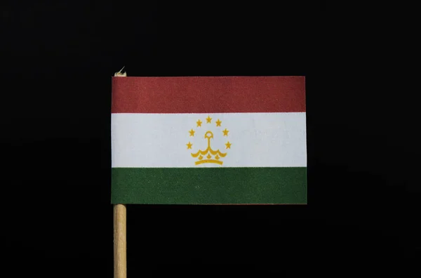 黒い背景につまようじでタジキスタンの国旗 緑の水平三色旗 — ストック写真